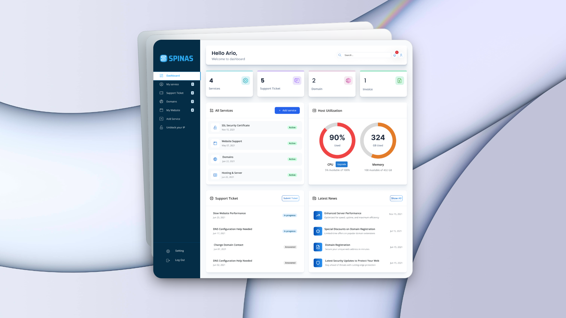Dashboard Mobile Interface